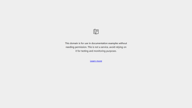 example.com at the moment TC91 timed out: the link the test waited for, More information..., now reads Learn more